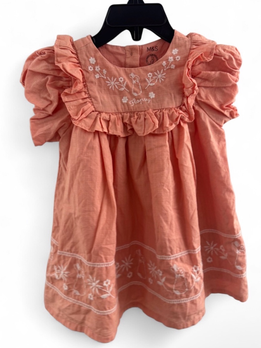 Peter Rabbit M&S Coral Ruffle Embroidered Dress